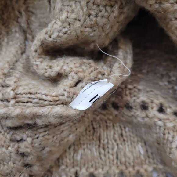 MANGO tan openwork‎ cable crew neck knit wool alpaca blend sweater S - Picture 6 of 8
